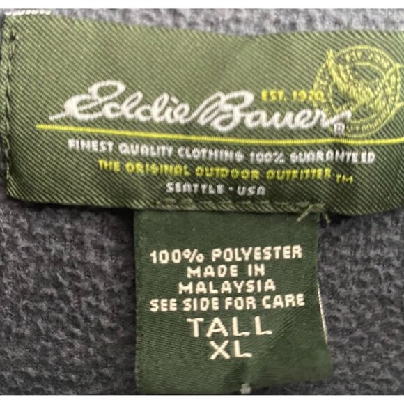 Eddie Bauer Mens Fleece Pullover 1/4-Zip XLT Gray Gorpcore Hiking - Picture 3 of 16